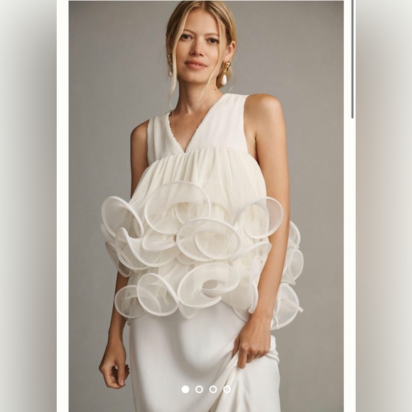 Anthropologie Tops - Anthropologie Let Me Be Sleeveless Flounce 3-D Blouse